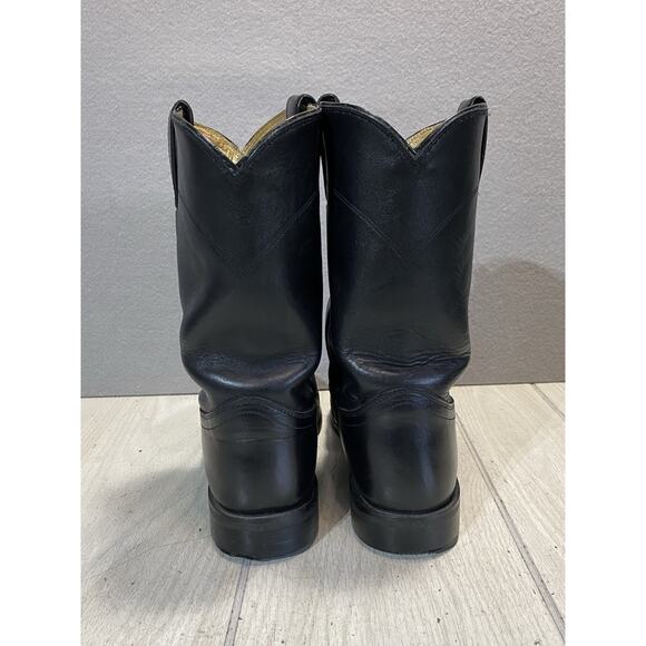 Justin Black Leather Roper Boots Mens 10.5 D Round Toe Cowboy Western Ranch 3133 main image 4